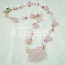 Wholesale pearl rose quartz necklace