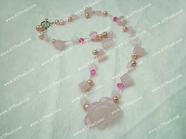 pearl rose quartz necklace