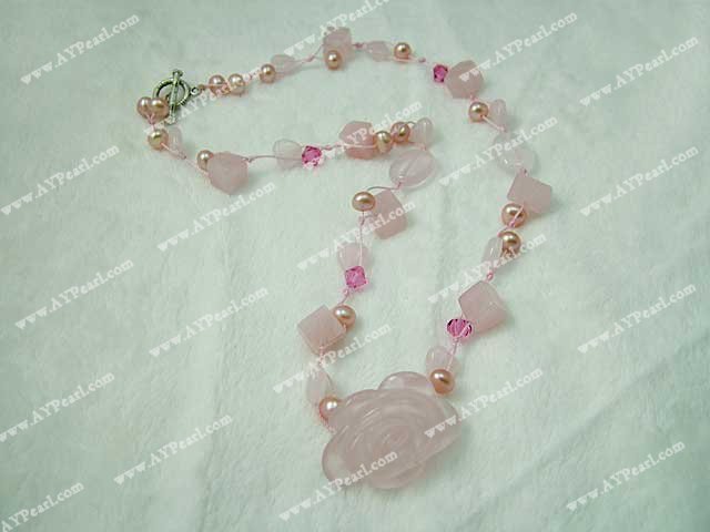 Pearl rose collier de quartz