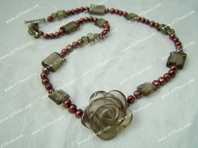 Wholesale Crystal Jewelry-pearl smoky quartz necklace