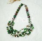 indian agate pearl crystal necklace