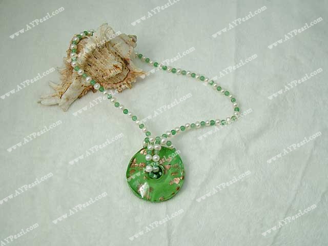 pearl aventurine colored glaze necklace