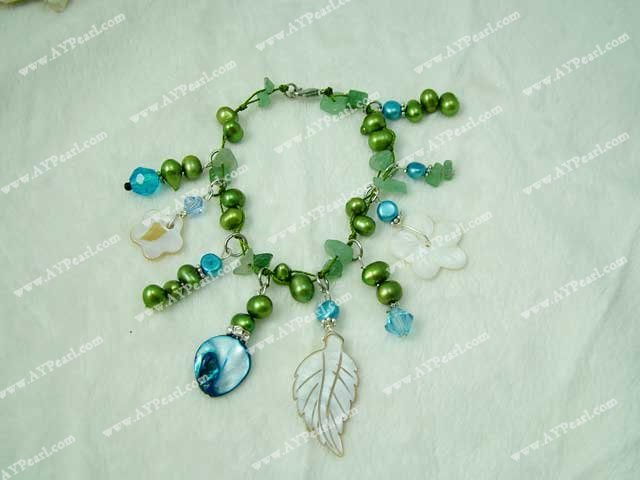pearl aventurine shell crystal necklace