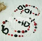 agate blood stone coral necklace