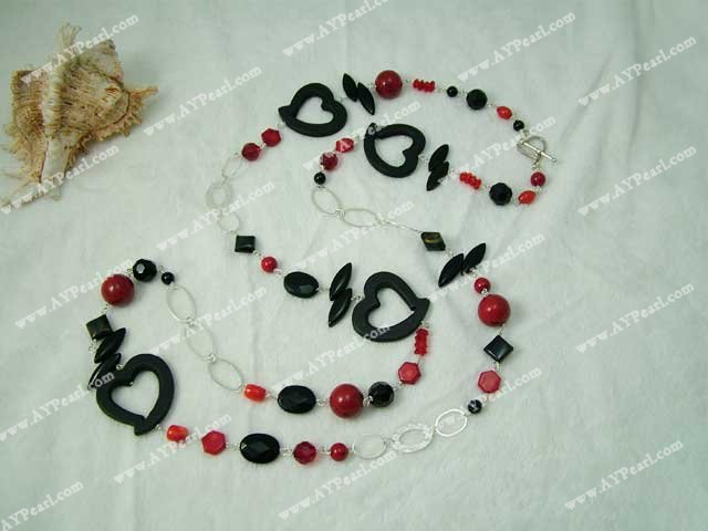 agate blood stone coral necklace