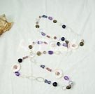 amethyst shell smoky quartz necklace