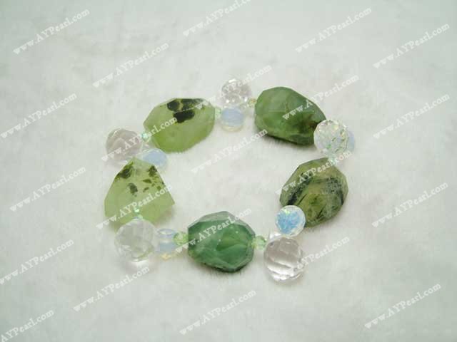 Green rutilated quartz crystal bracelet