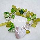 olive jade crystal shell bracelet