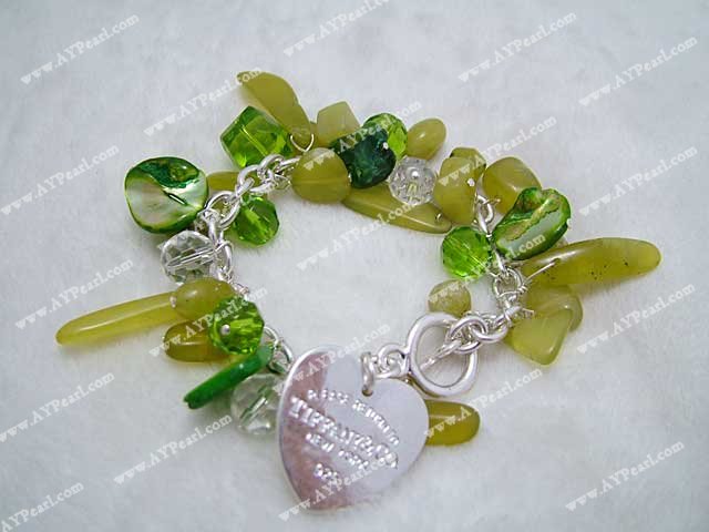 olive jade crystal shell bracelet