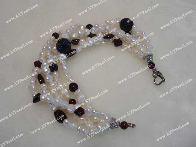 Pearl Jewelry Wholesale-pearl garnet blue gem bracelet