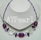 Brazil agate white crystal necklace