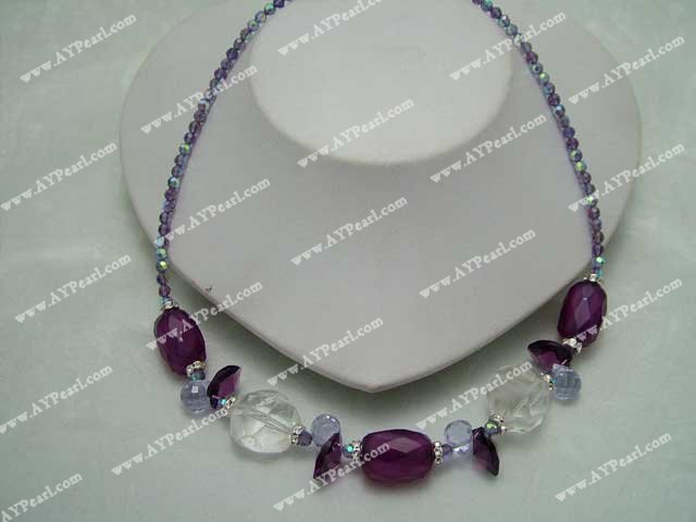 Crystal Jewelry Wholesale-Brazil agate white crystal necklace