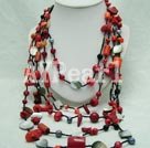 Coral blood stone shell necklace