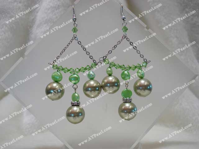 crystal pearl shell earring