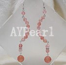 faceted cherry quartz earring