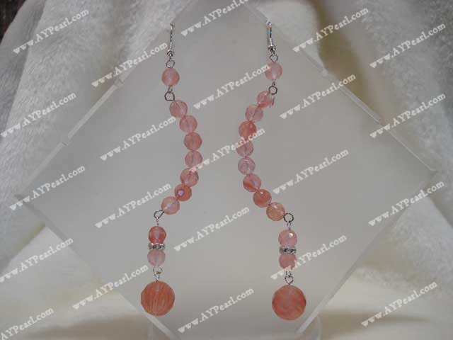 faceted cherry quartz earring