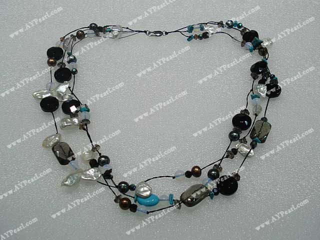 pearl crystal stone necklace