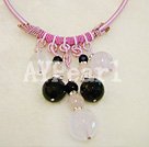 Wholesale Gemstone Jewelry-black agate rose quartz necklace
