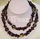 garnet smoky quartz necklace