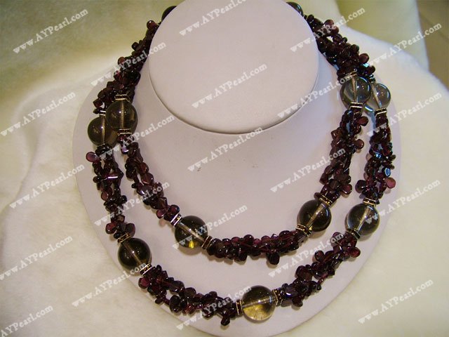 garnet smoky quartz necklace