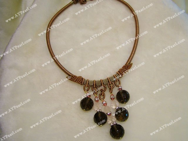 smoky quartz rose quatz necklace