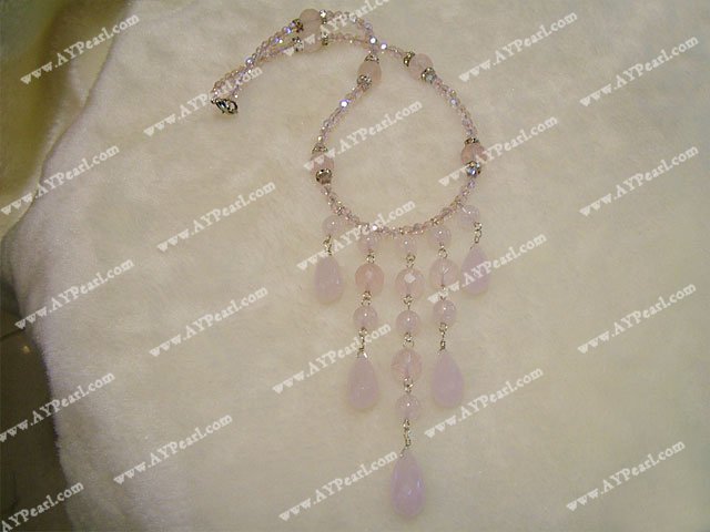 crystal rose quartz necklace