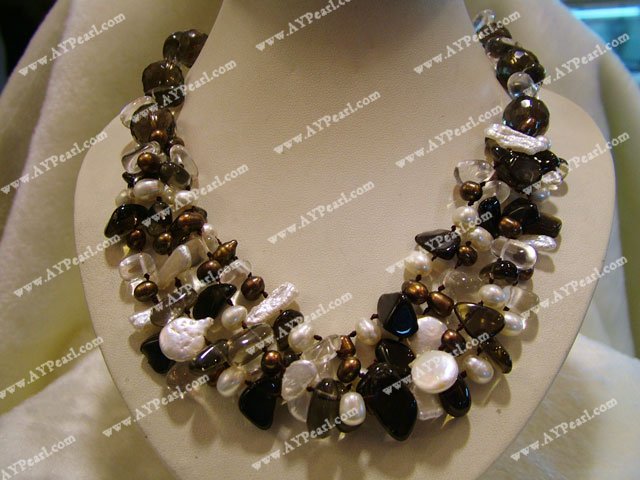 Wholesale Crystal Jewelry-smoky quartz pearl necklace
