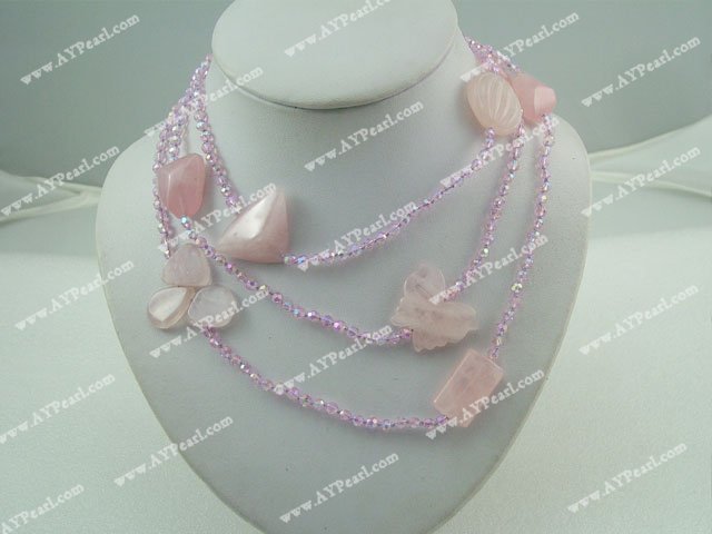 crystal rose quartz necklace