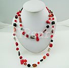 coral agate crystal necklace