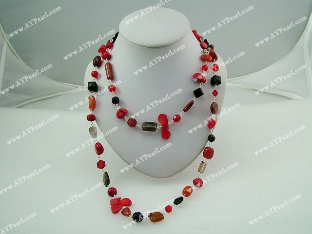 coral agate crystal necklace