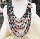 Wholesale Gemstone Jewelry-natural turquoise garnet necklace