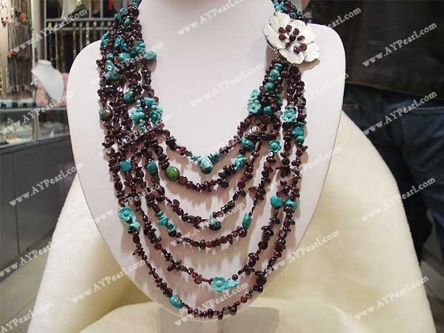 natural turquoise garnet necklace