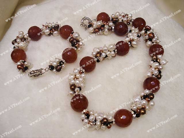 pearl red agate set
