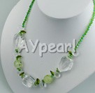 white crystal Green rutilated quartz necklace