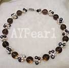 Wholesale pearl smoky quartz necklace