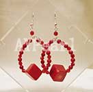 Wholesale crystal coral blood stone earring