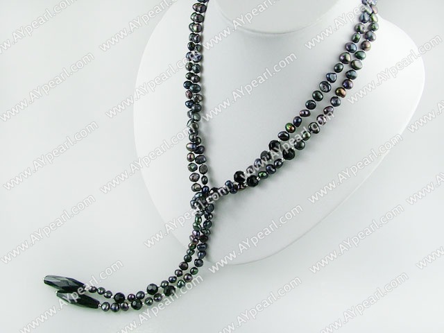 pearl black agate necklace