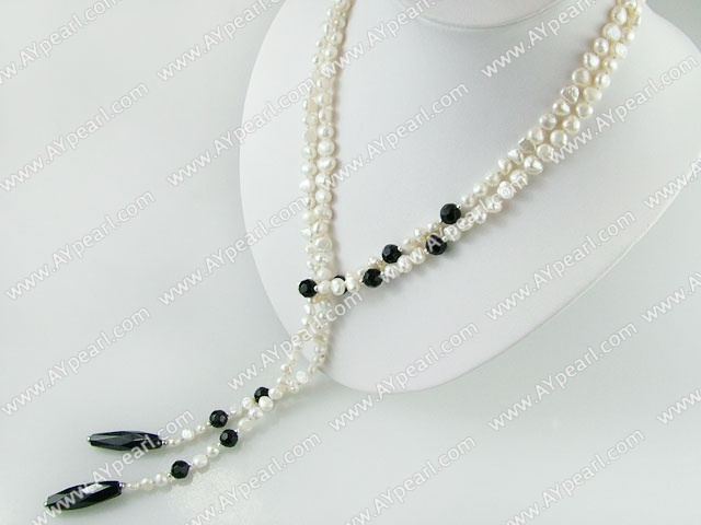 pearl black agate necklace