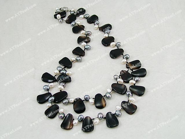 Wholesale Gemstone Jewelry-black agate pearl necklace
