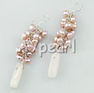 dyed pearl rose quartz earring