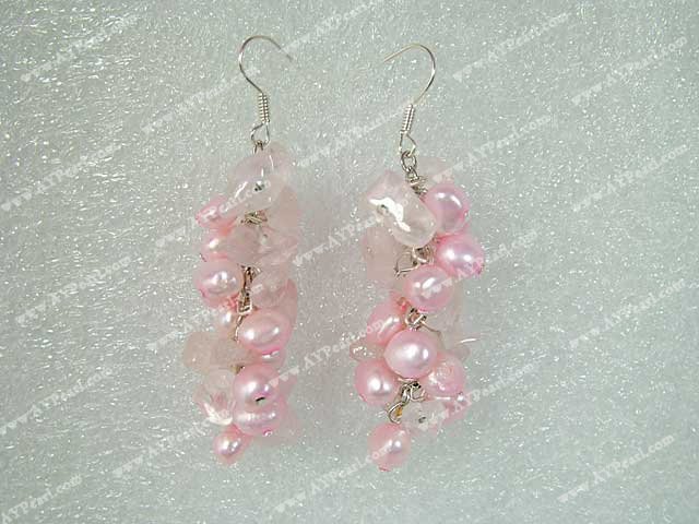 pearl rose quartz earring