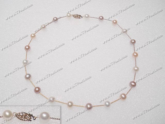14k gold-plated pearl necklace