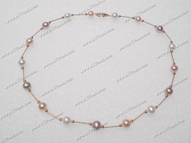 14k gold-plated pearl necklace