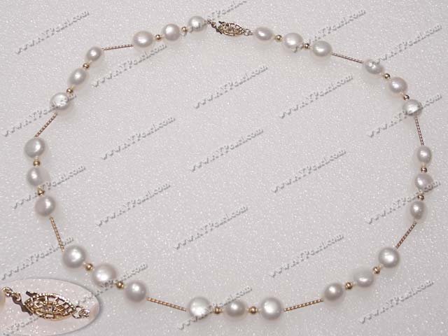 14k gold-plated pearl necklace