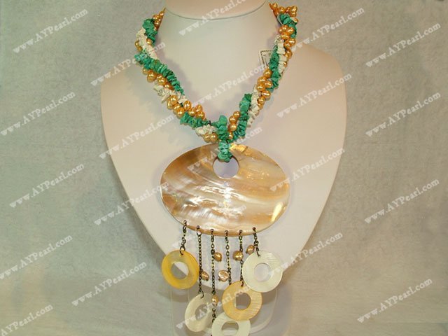 Wholesale Shell Jewelry-shell turquoise pearl necklace