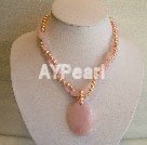 Rose quartz pearl necklace