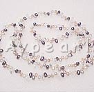Wholesale white pink purple black pearl crystal necklace