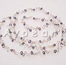 white pink purple black pearl crystal necklace