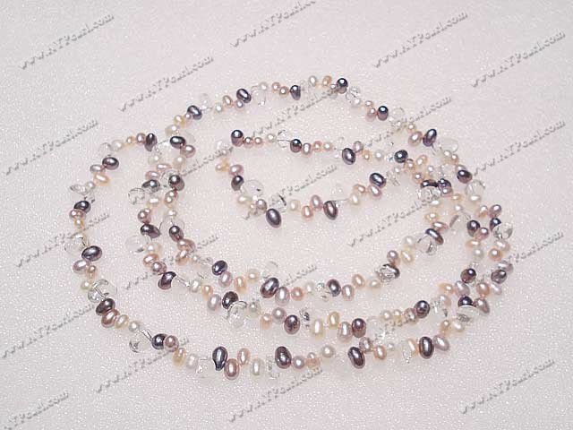 vit rosa lila svart pearl kristall halsband