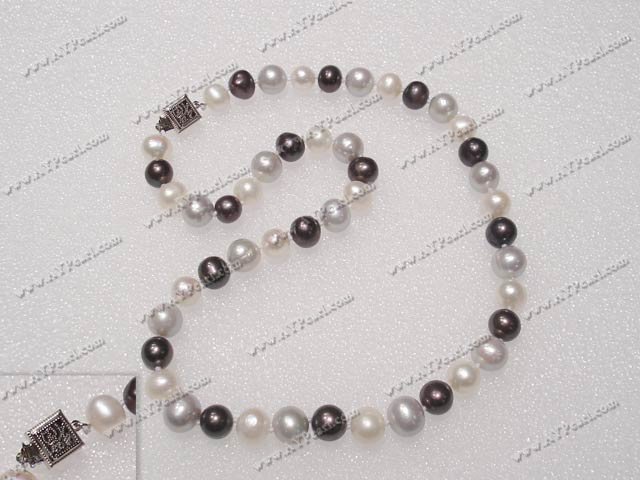 3 colors pearl necklace